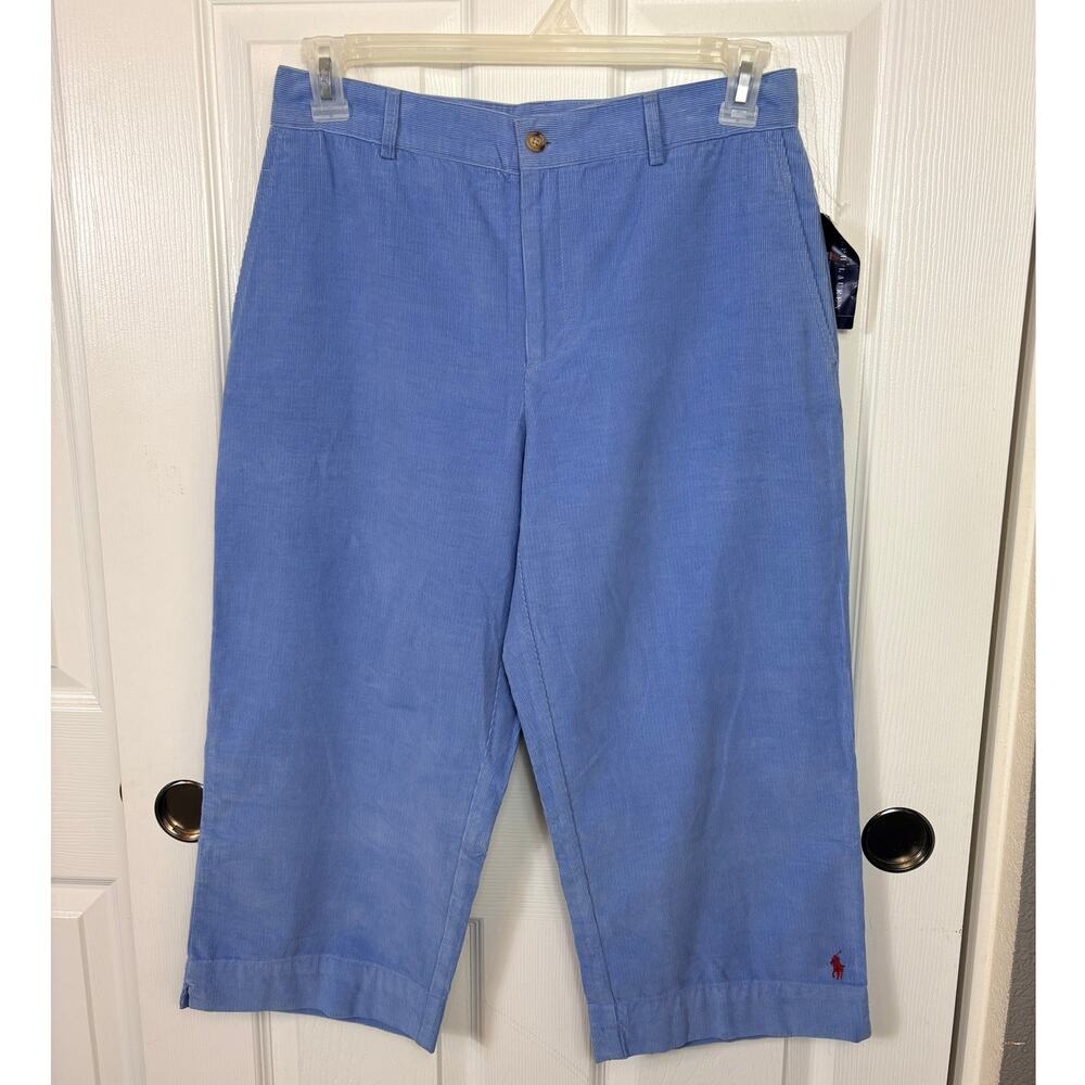 Vintage Ralph Lauren Sport Womens Corduroy Crop Pants in Light Blue Size 10 NWT